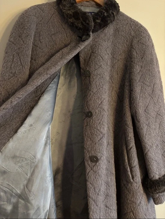 Women's Gray Alpaca Wool -Trim Coat - Picture 9 of 9